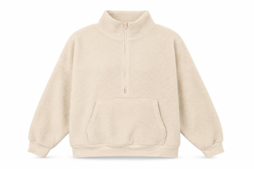 Front view of Dunnes Women’s Ivory Fleece 1/2 Zip Pullover Sweatshirt, size L