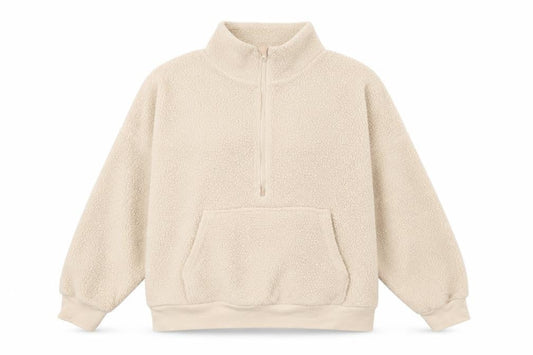 Front view of Dunnes Women’s Ivory Fleece 1/2 Zip Pullover Sweatshirt, size L