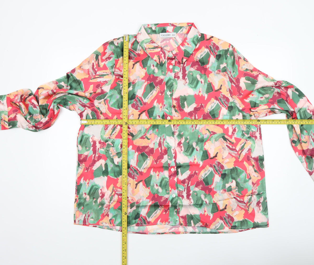 Back view of Gallery Women's Multicoloured Long Sleeve Button-Up Shirt UK 20
