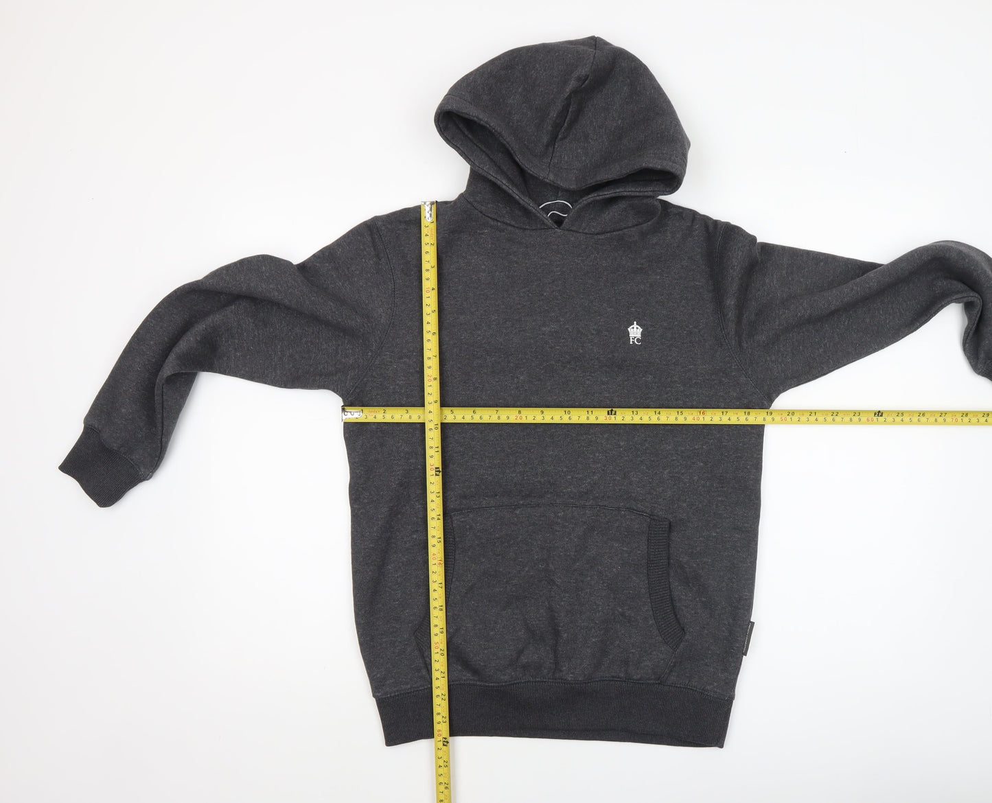 French Connection Boys Charcoal Pullover Hoodie Size 13-14 Years Cotton Blend