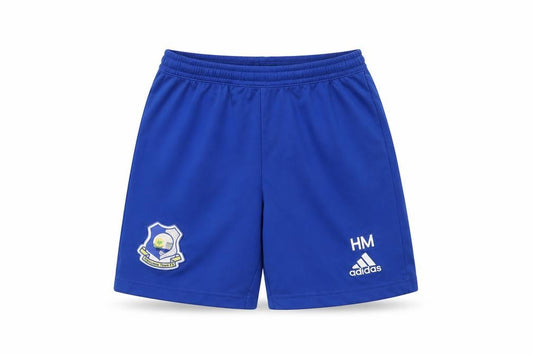 adidas Boys Blue Football Athletic Shorts Size 10 Years Elastic Waist
