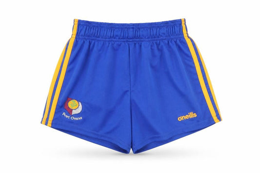 Front view of O’Neills boys’ blue athletic shorts 24in elastic waist running gym wear