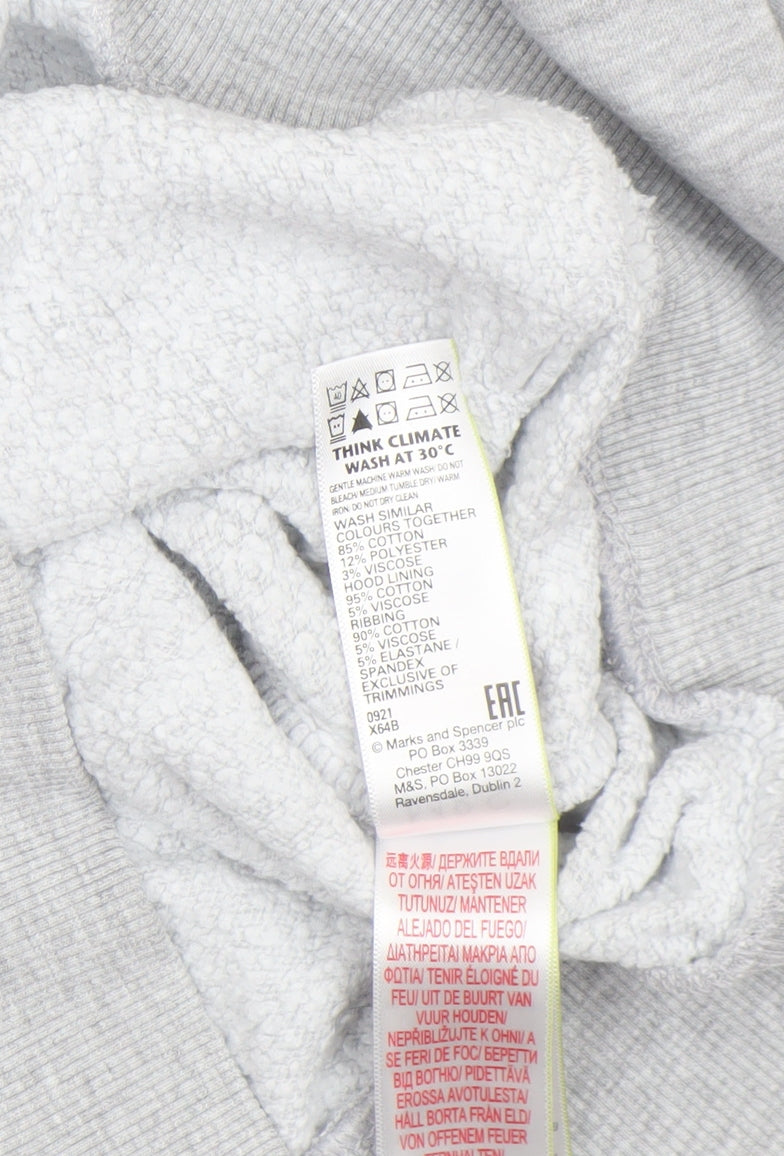 Marks and Spencer Boys Grey Marl Pullover Hoodie Age 11-12 Years Cotton Blend