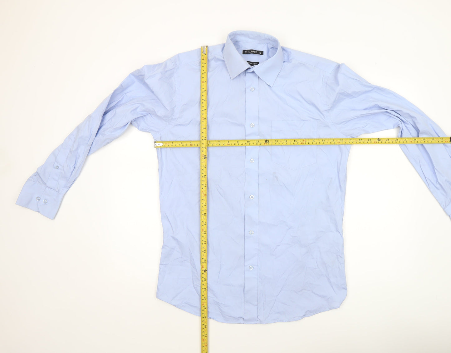 Dunnes Men’s Blue Regular Fit Long Sleeve Formal Dress Shirt 15” Collar