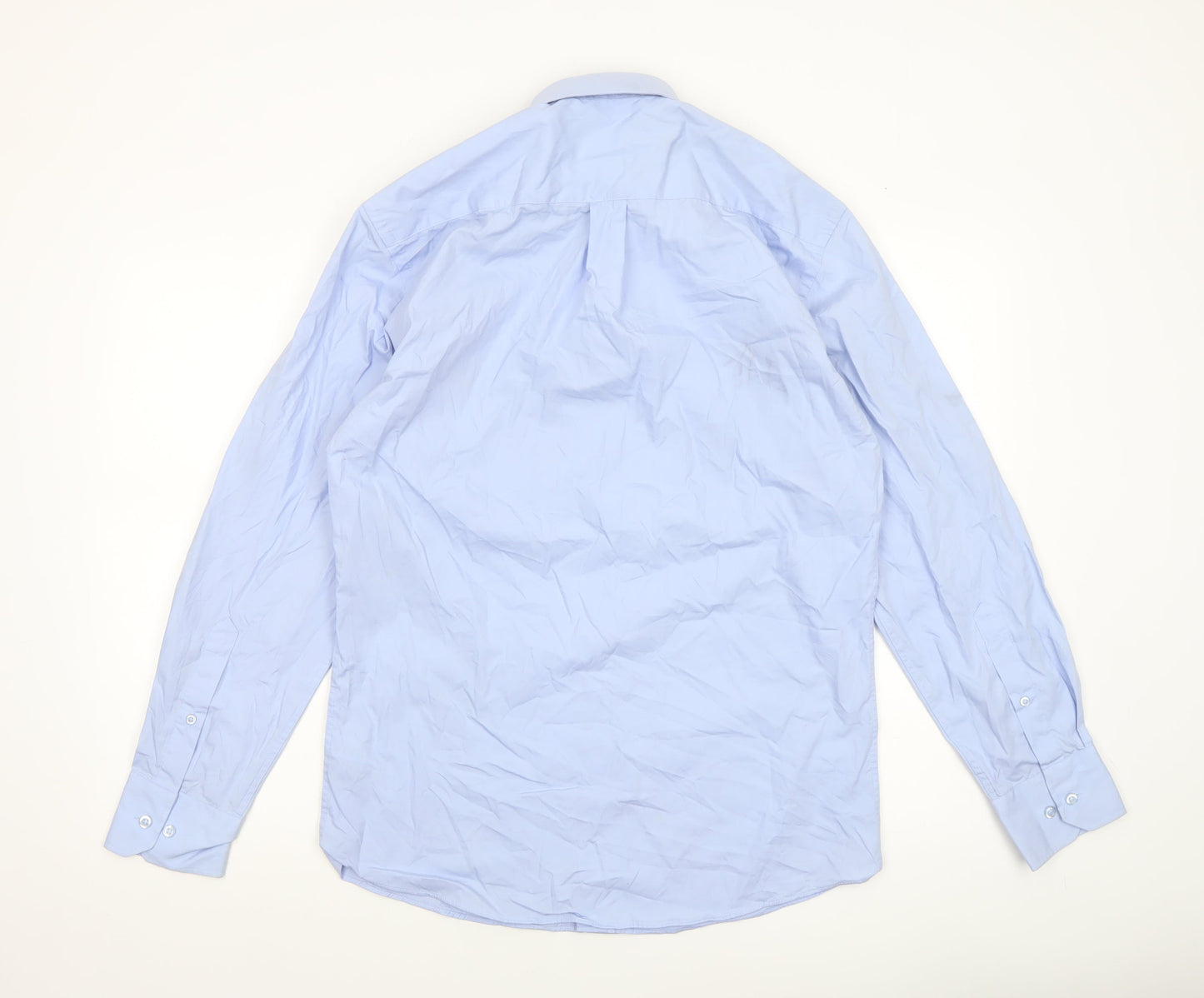 Dunnes Men’s Blue Regular Fit Long Sleeve Formal Dress Shirt 15” Collar