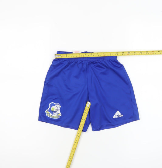 Adidas Boys Blue Athletic Football Shorts 9-10 Years Lightweight Activewear