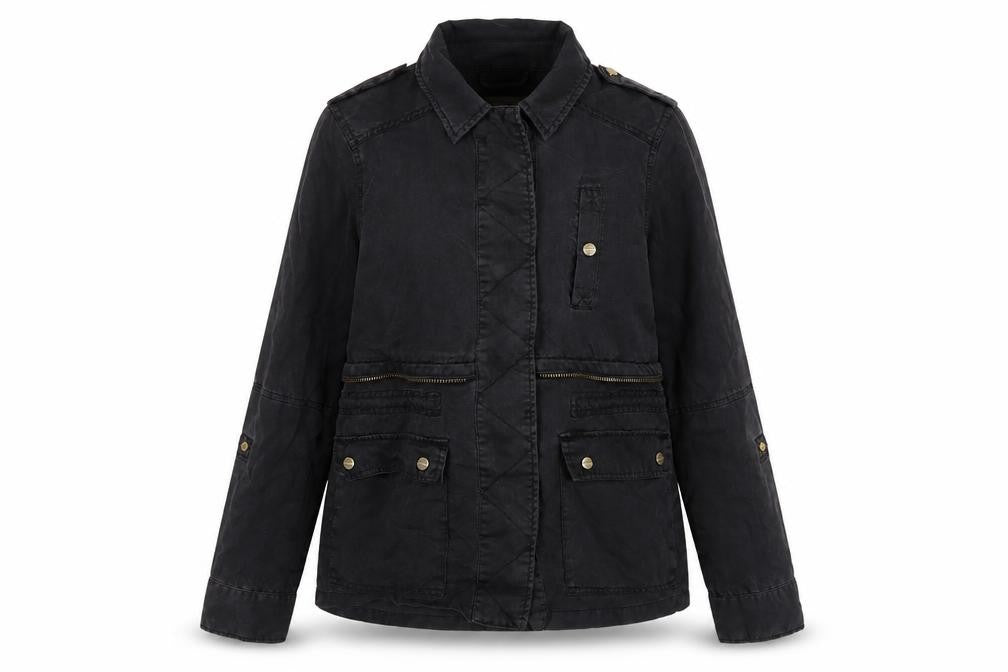 River Island Women's Black Military Jacket Size 8 Lyocell Mid-Length