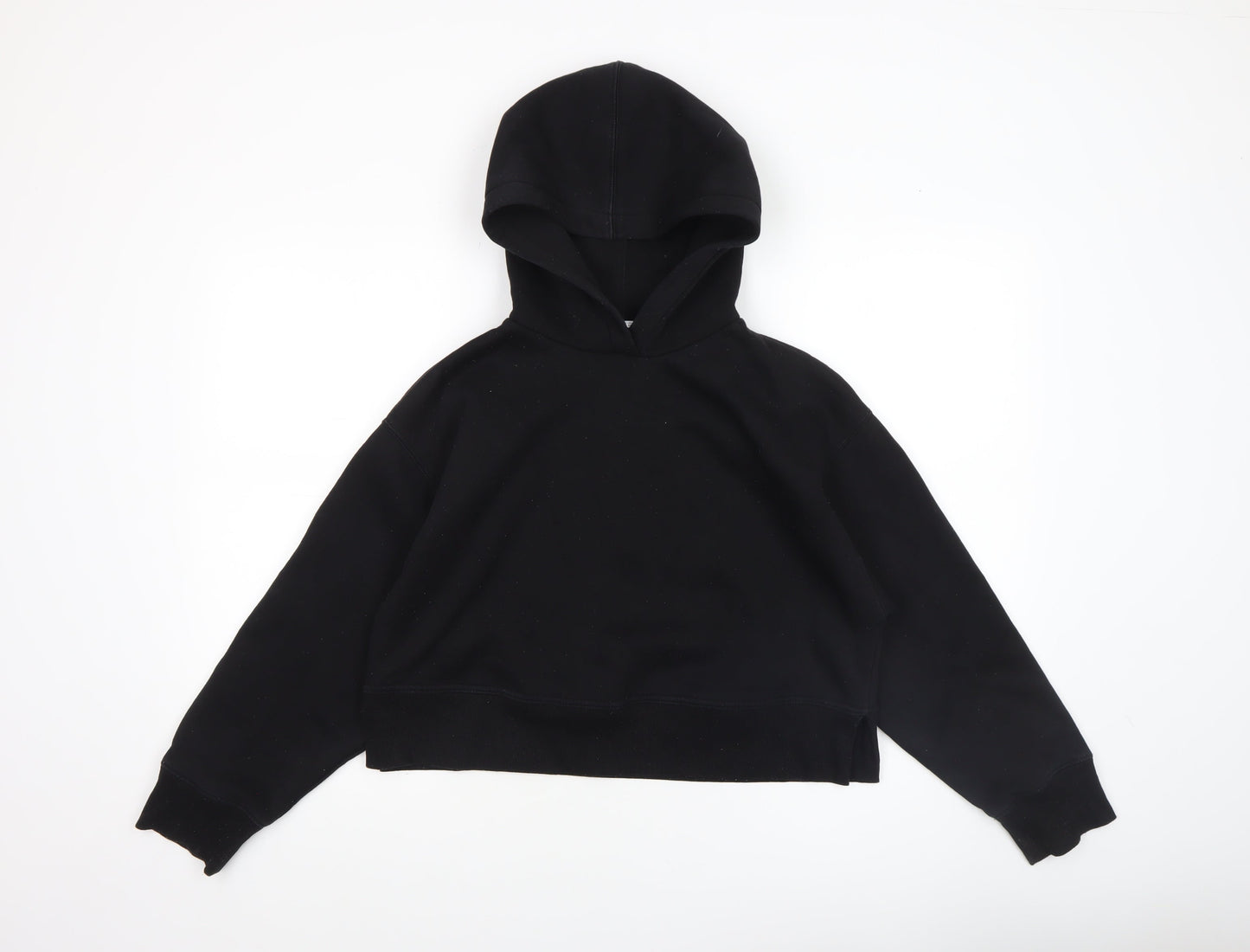 Zara Women Black Cotton Blend Pullover Hoodie Size S