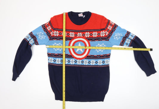 Marvel Men’s Multicoloured Medium Captain America Fair Isle Jumper