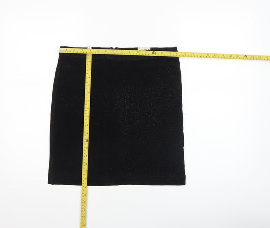 Reiss Women’s Black Sparkle Velvet Pencil Skirt Size M