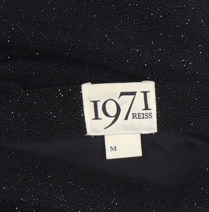 Reiss Women’s Black Sparkle Velvet Pencil Skirt Size M