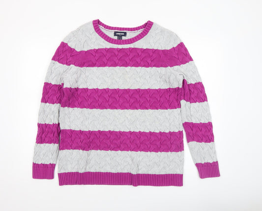 Lands' End Women's Multicoloured XL Cable-Knit Cotton Jumper