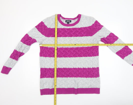 Lands' End Women's Multicoloured XL Cable-Knit Cotton Jumper
