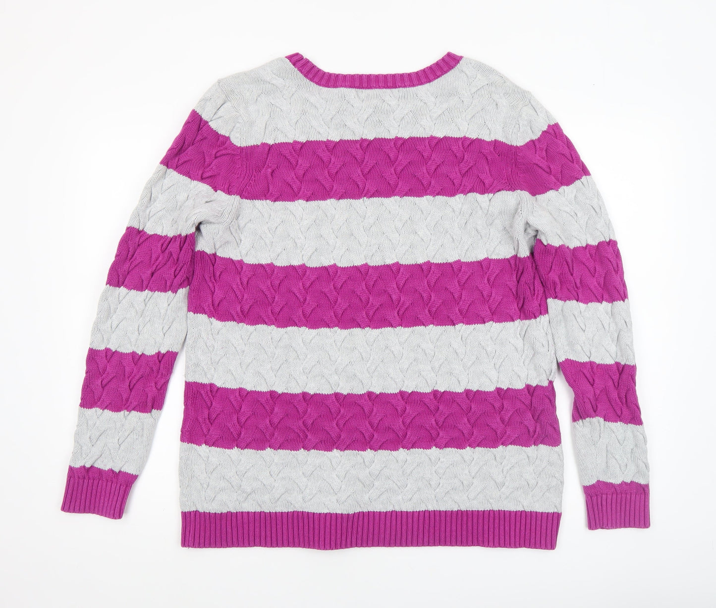 Lands' End Women's Multicoloured XL Cable-Knit Cotton Jumper