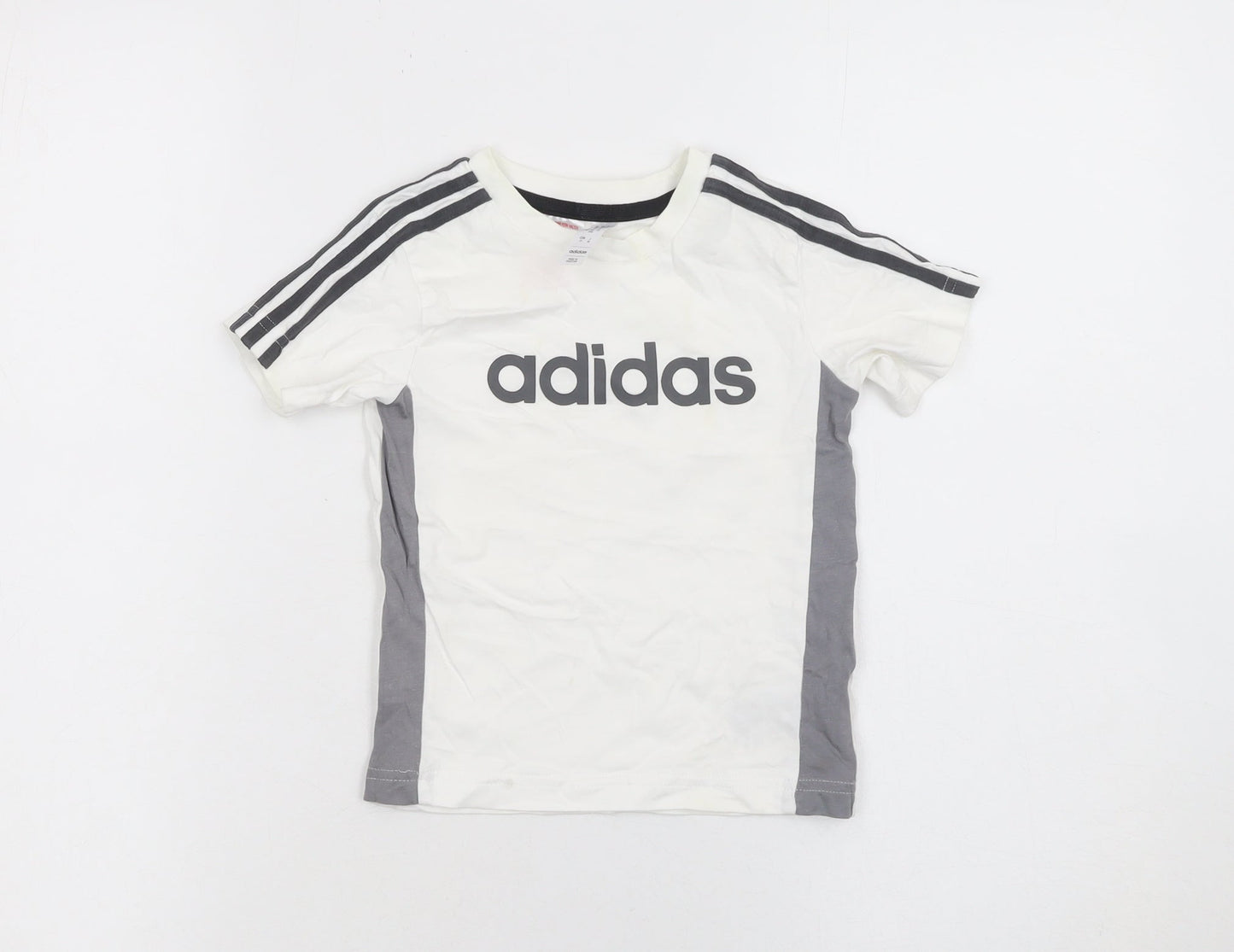 adidas Unisex Baby White Short Sleeve T-Shirt 18-24 Months Sports Logo Top