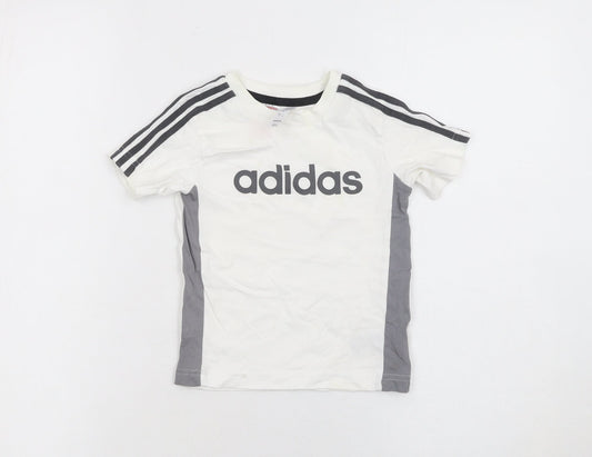 adidas Unisex Baby White Short Sleeve T-Shirt 18-24 Months Sports Logo Top