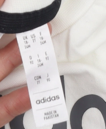 adidas Unisex Baby White Short Sleeve T-Shirt 18-24 Months Sports Logo Top