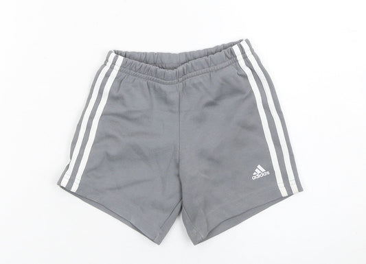 adidas Unisex Baby Grey Cotton Shorts 18-24 Months Elastic Waist