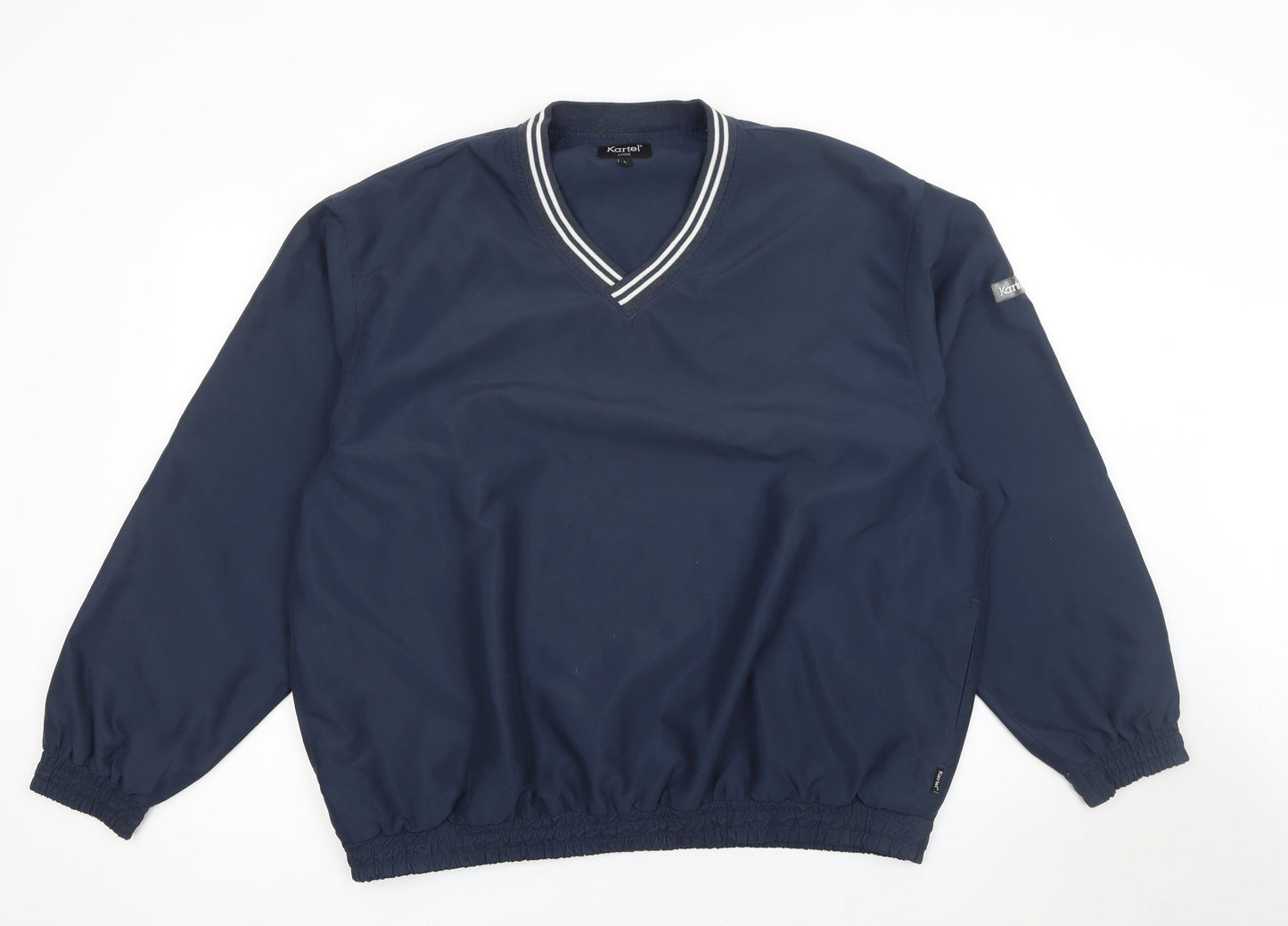 Kartel Mens Blue V-Neck Pullover Golf Sweatshirt Size L