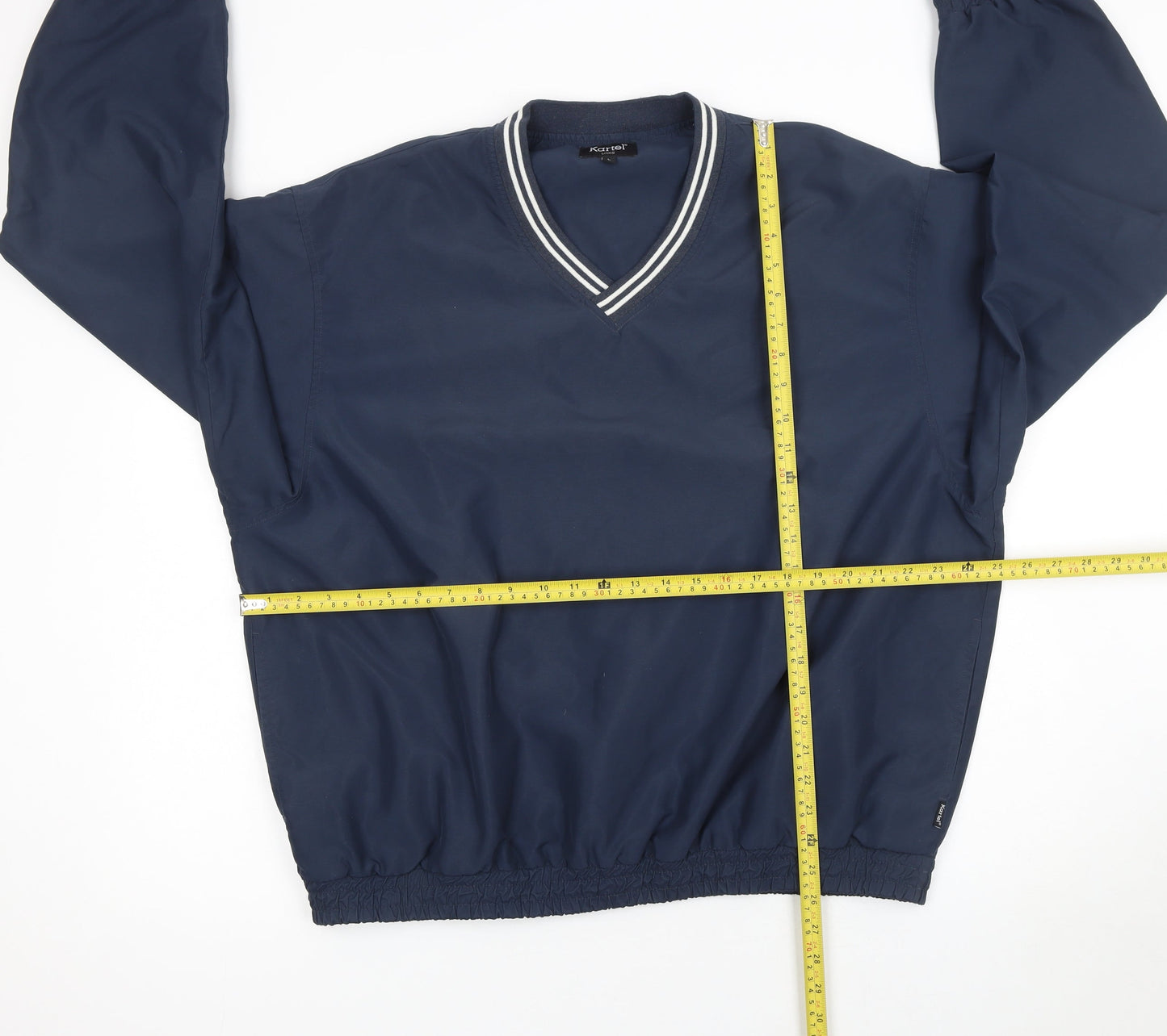 Kartel Mens Blue V-Neck Pullover Golf Sweatshirt Size L
