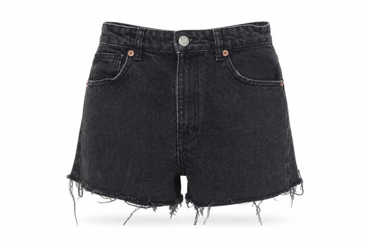 Zara Women Black Denim High Rise Cut-Off Shorts Size 8
