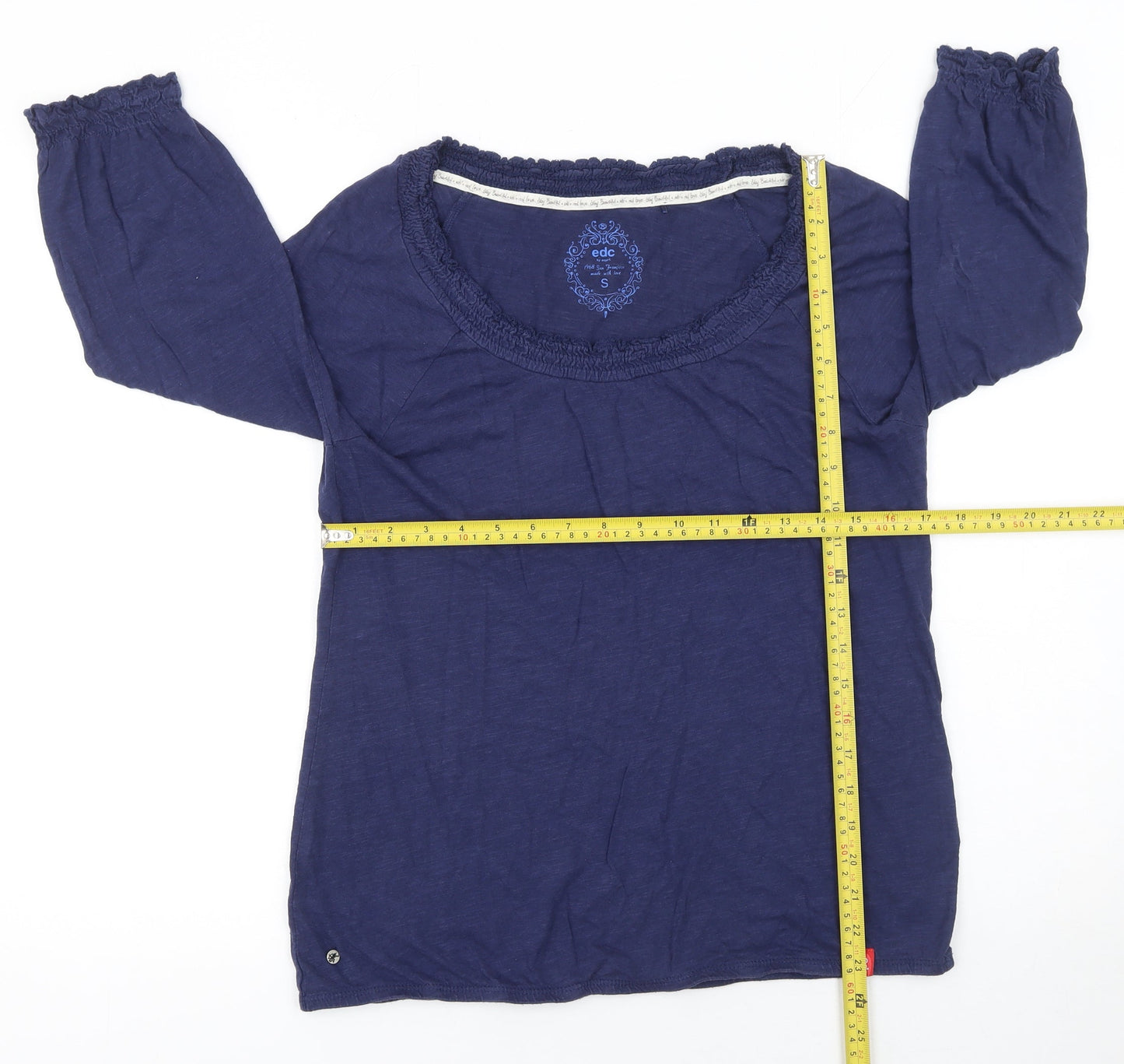Esprit Women Blue 3/4 Sleeve Cotton Modal Blouse Size S