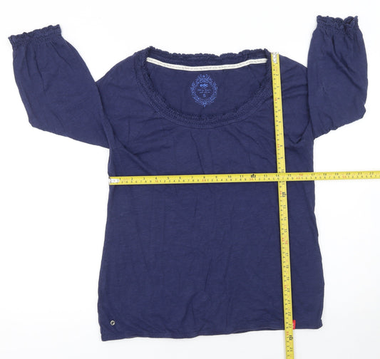Esprit Women Blue 3/4 Sleeve Cotton Modal Blouse Size S