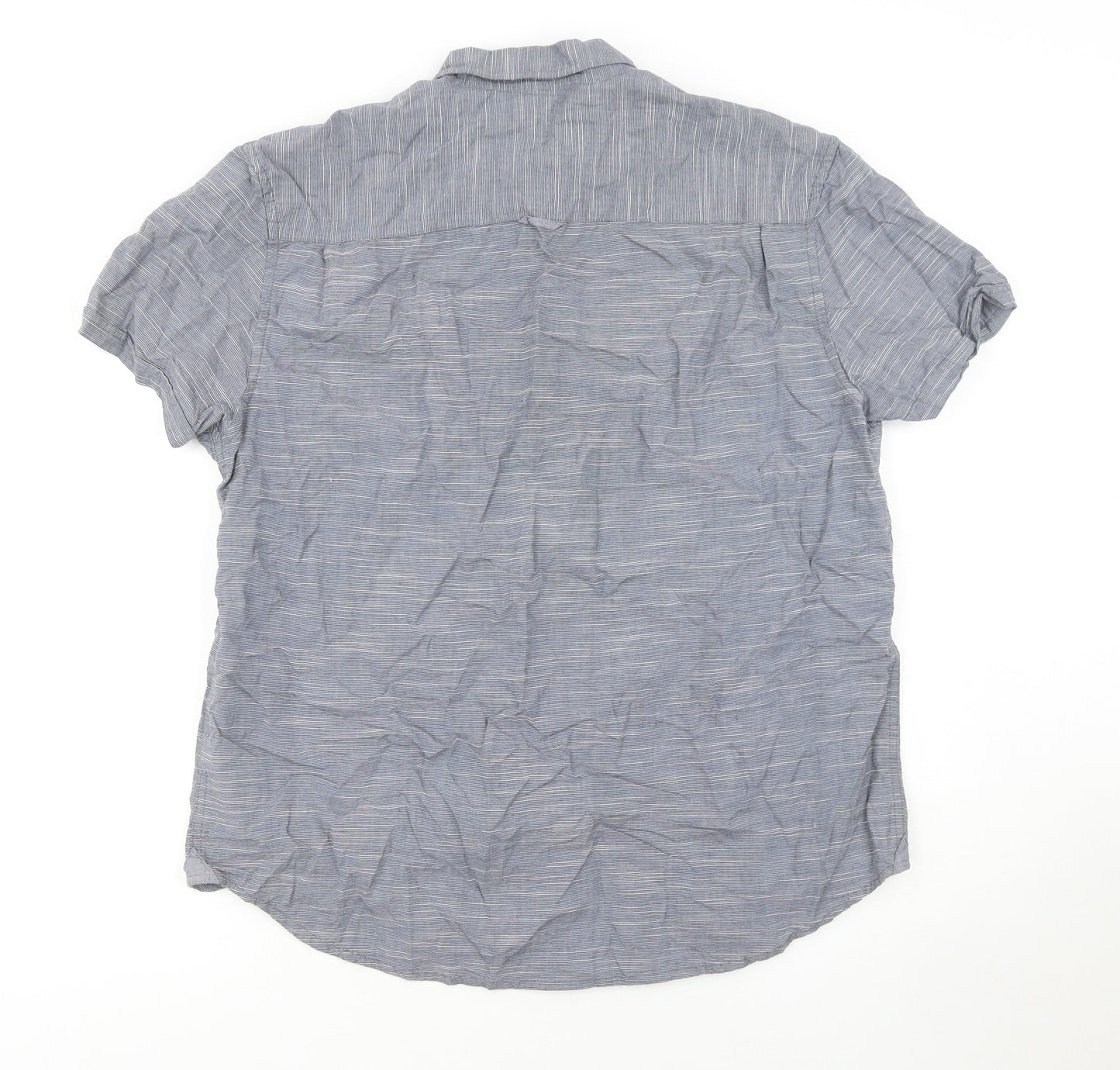 RJR John Rocha Men's Blue Cotton Short Sleeve Button-Up Shirt L