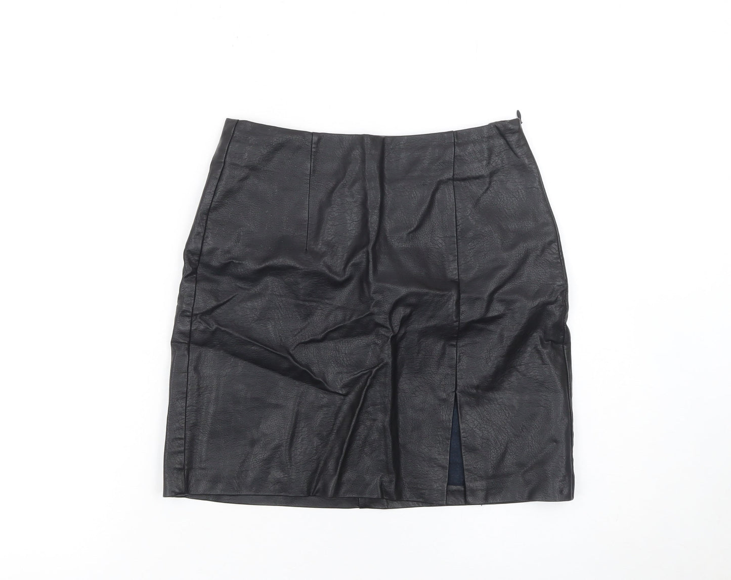 Stradivarius Women's Black Faux Leather Pencil Skirt Size 6