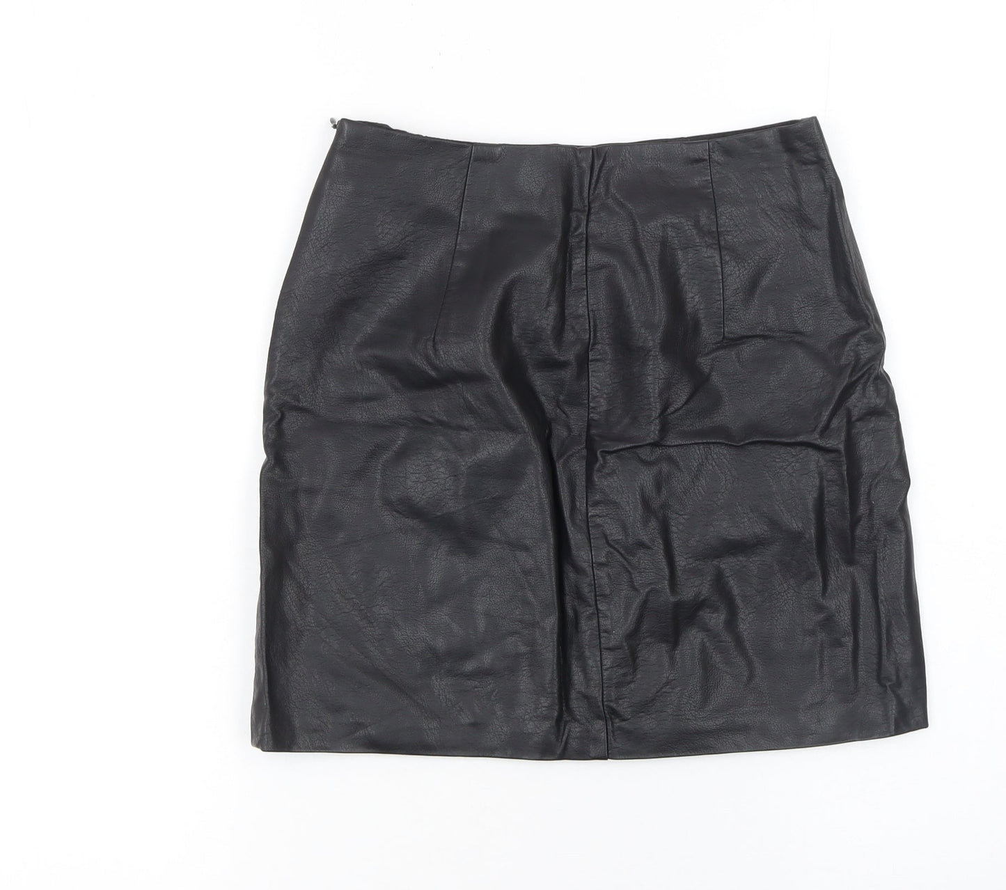 Stradivarius Women's Black Faux Leather Pencil Skirt Size 6