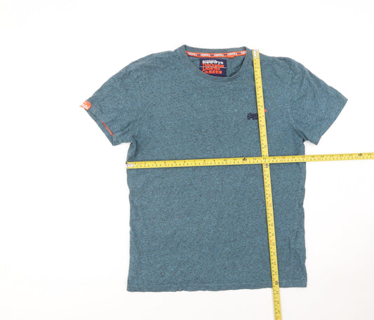 Superdry Men's Blue Small Slim Fit Crew Neck Cotton T-Shirt
