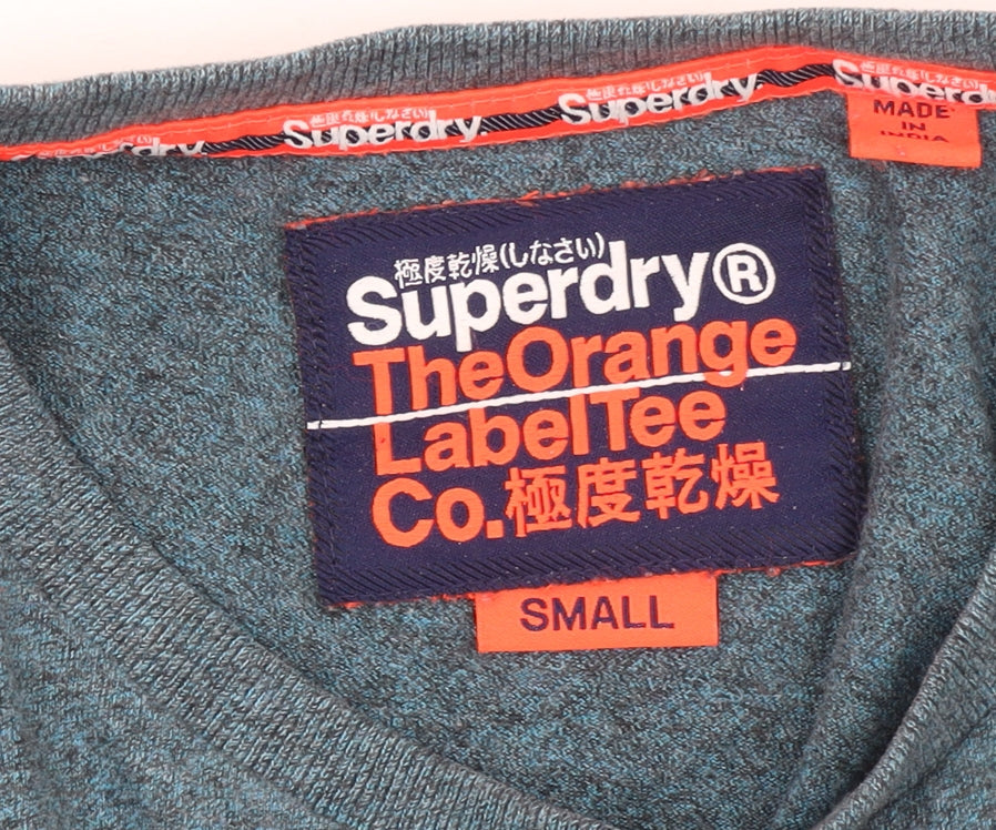 Superdry Men's Blue Small Slim Fit Crew Neck Cotton T-Shirt