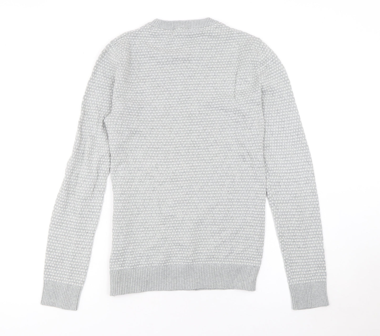 Jack & Jones Men's Grey Cotton Knit Jumper Size S Crew Neck