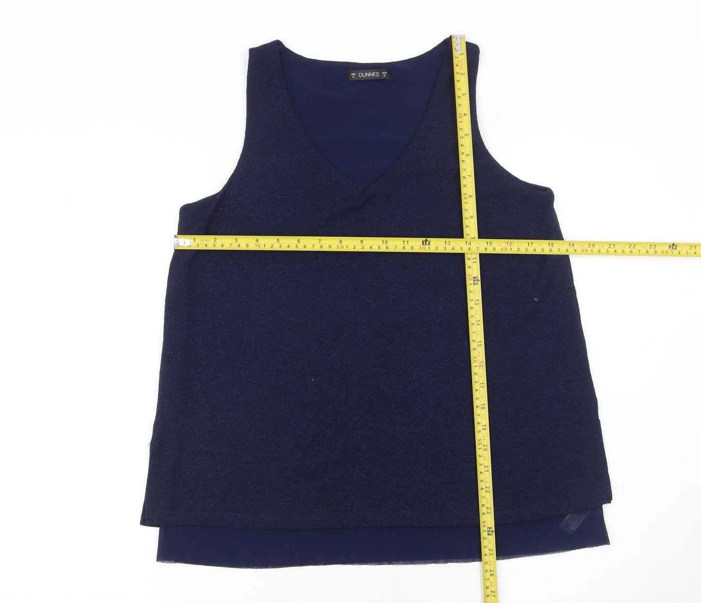 Dunnes Women Blue V-Neck Sleeveless Tank Top Size M