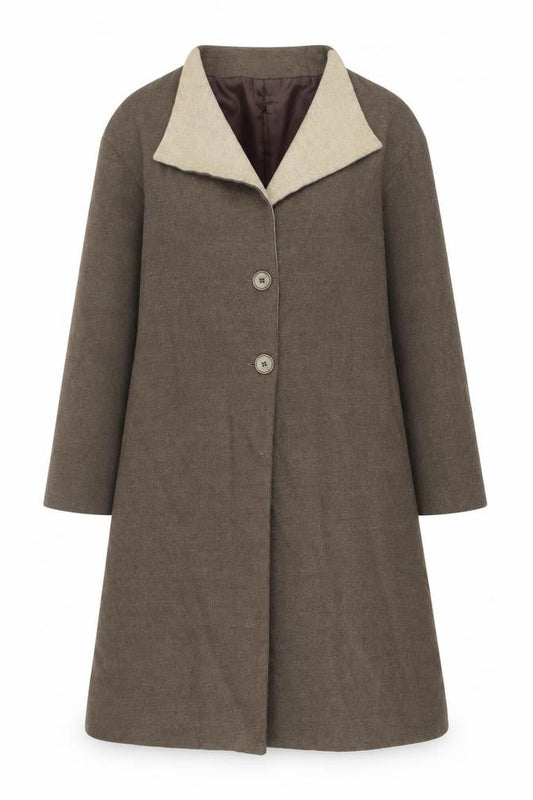 Kate + Pippa Women Brown Wool Blend Long Overcoat Size 12
