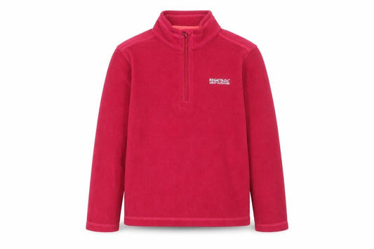 Front view of Regatta girls’ red fleece 1/2 zip pullover sweatshirt 9-10 years