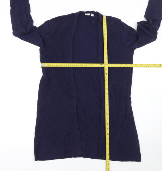 GAP Women Blue Cotton Long Sleeve Open Front Cardigan Size S