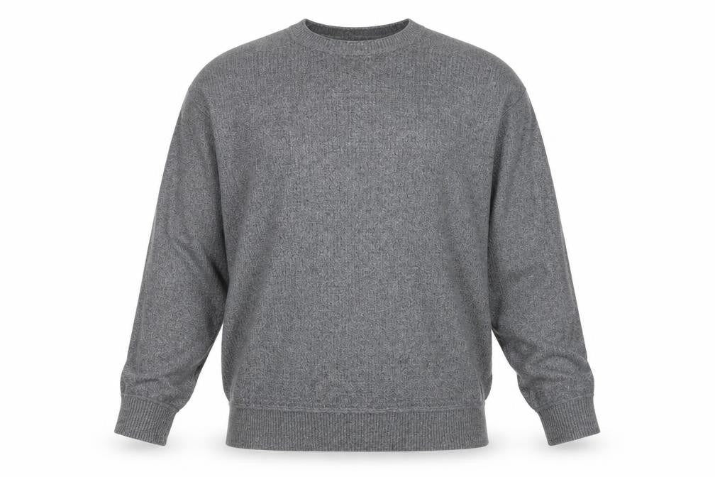 Front view of Mantaray men’s grey 2xl cotton crew neck waffle knit jumper