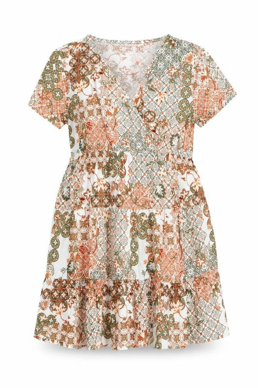 No Boundaries Girls Multicoloured XL Bohemian V-Neck Wrap Dress