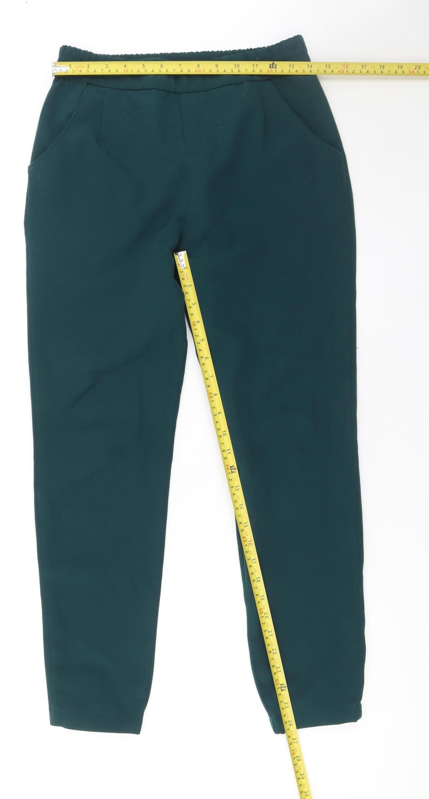 Bershka Women Green Jogger Trousers M Tapered Fit Elastic Waist