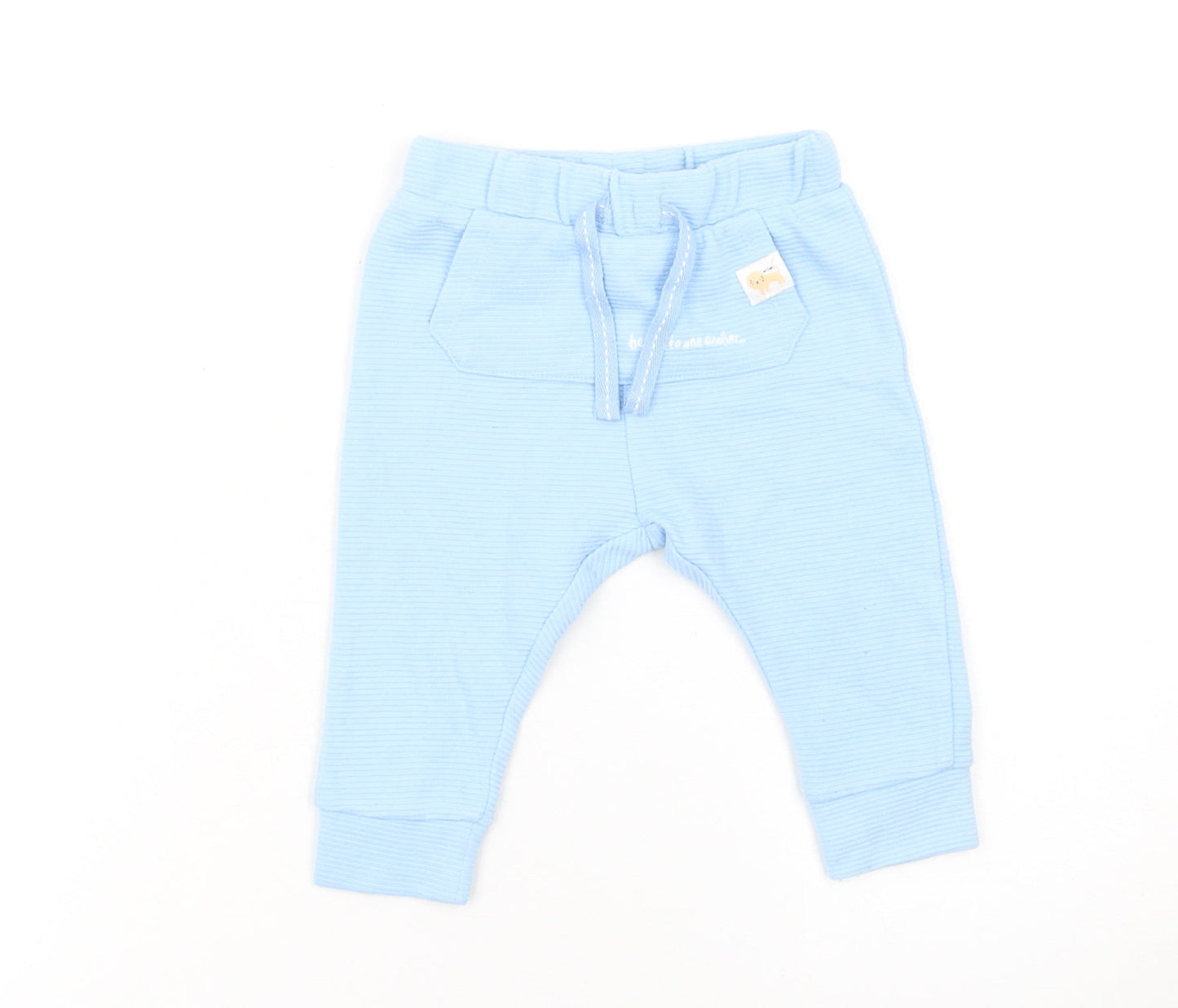 Dunnes Stores Unisex Baby Blue Jogger Trousers 6-9 Months Soft Cotton Blend