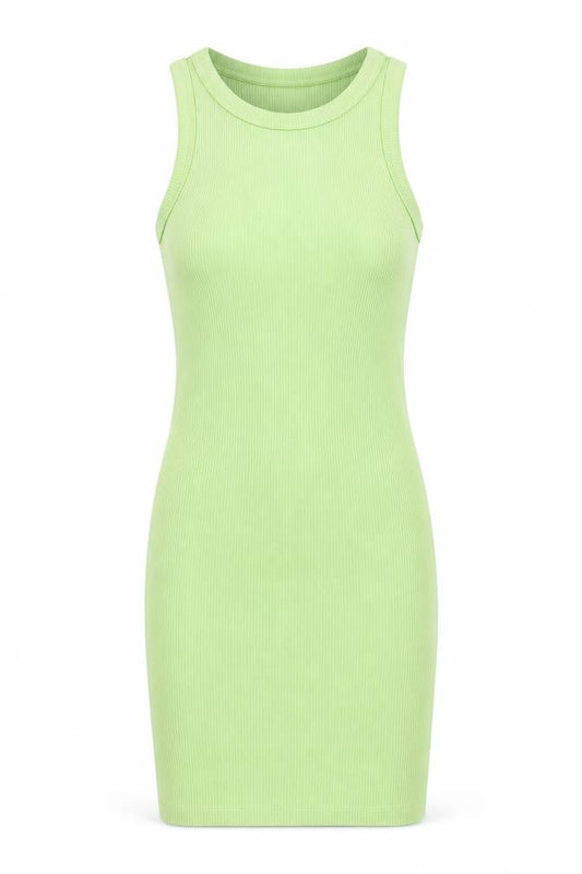 Bershka Women’s Green Ribbed Bodycon Mini Dress Size S
