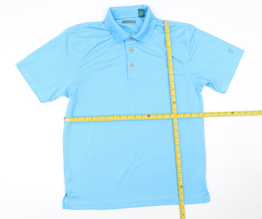 Cubavera Men's Blue Short Sleeve Polyester Polo Shirt Size M