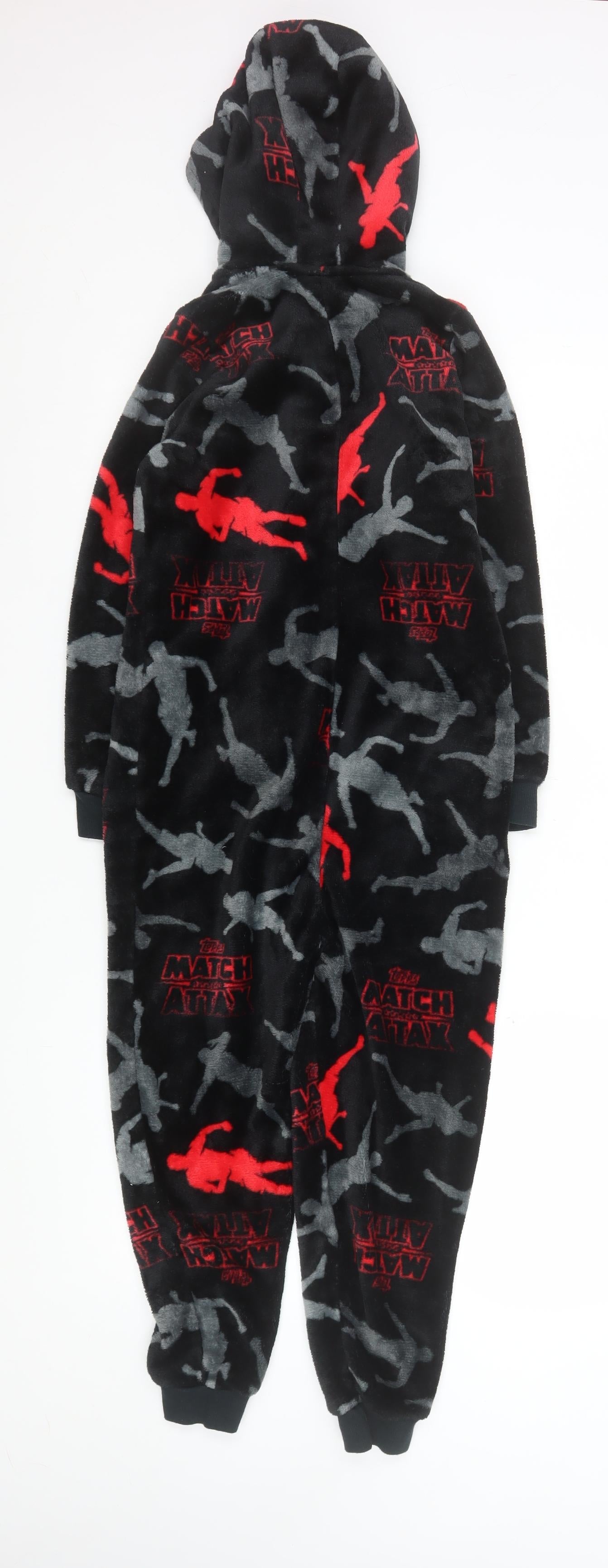 Topps Match Attax Boys Black Fleece Hooded Zip One Piece 9 Years Nightwear