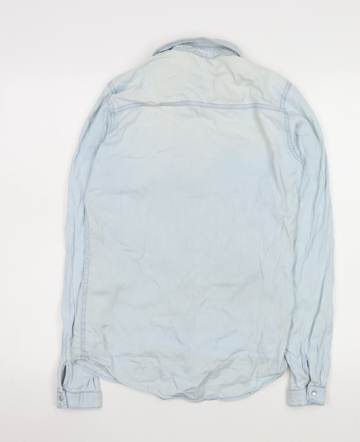 Vila Women’s Blue Denim Button-Up Shirt Size S Long Sleeve