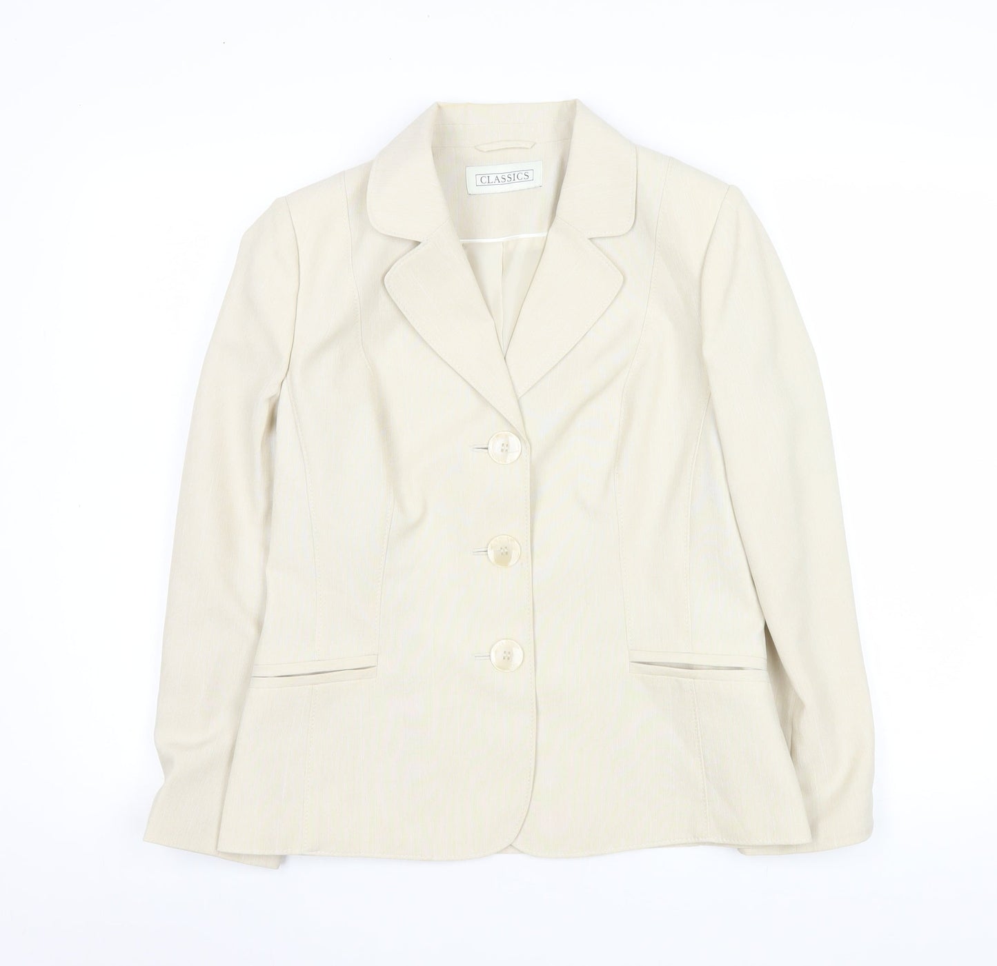 BHS Classics Women's Beige Tailored Single-Breasted Blazer Size 10