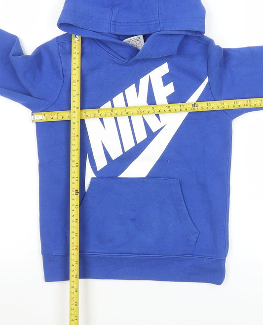 Nike Boys Blue Pullover Hoodie 6-7 Years Fleece Logo Sweatshirt