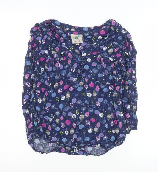 Monsoon Women’s Blue Floral Tunic Blouse Size 8 Viscose Top