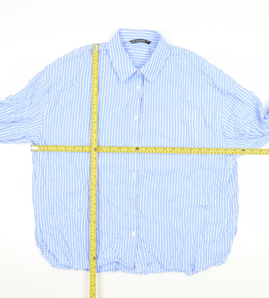 Dunnes Stores Men's Blue Striped Cotton Long Sleeve Button-Up Shirt L