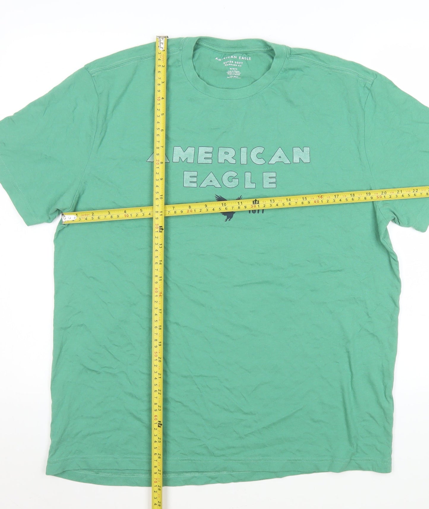 American Eagle Men's Green Graphic Crew Neck Cotton T-Shirt Size M